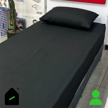 ملحفه نیم ست یک نفره رنگ مشکی (ملحفه کش دار+ 1 روبالشتی) Elay home