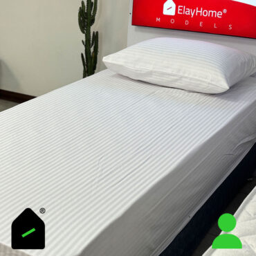 ملحفه نیم ست یک نفره هتلی رنگ سفید(ملحفه کش دار+ 1 روبالشتی) Elay home