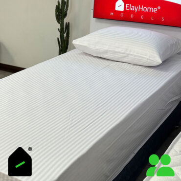 ملحفه نیم ست دونفره هتلی رنگ سفید (ملحفه کش دار+ 2روبالشتی) Elay home