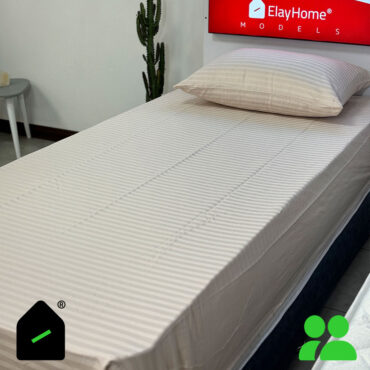 ملحفه نیم ست دونفره هتلی رنگ کرم (ملحفه کش دار+ 2روبالشتی) Elay home