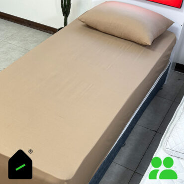 ملحفه نیم ست دونفره رنگ نسکافه‌ای (ملحفه کش دار+ 2 روبالشتی) Elay home