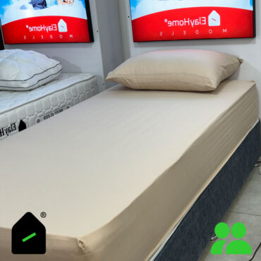 ملحفه نیم ست دونفره رنگ کرم (ملحفه کش دار+ 2 روبالشتی) Elay home