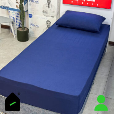 ملحفه نیم ست یک نفره رنگ سرمه ای (ملحفه کش دار+ 1 روبالشتی) Elay home
