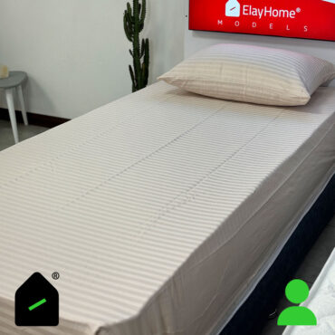 ملحفه نیم ست یک نفره هتلی رنگ کرم (ملحفه کشدار+ 1 روبالشتی) Elay home